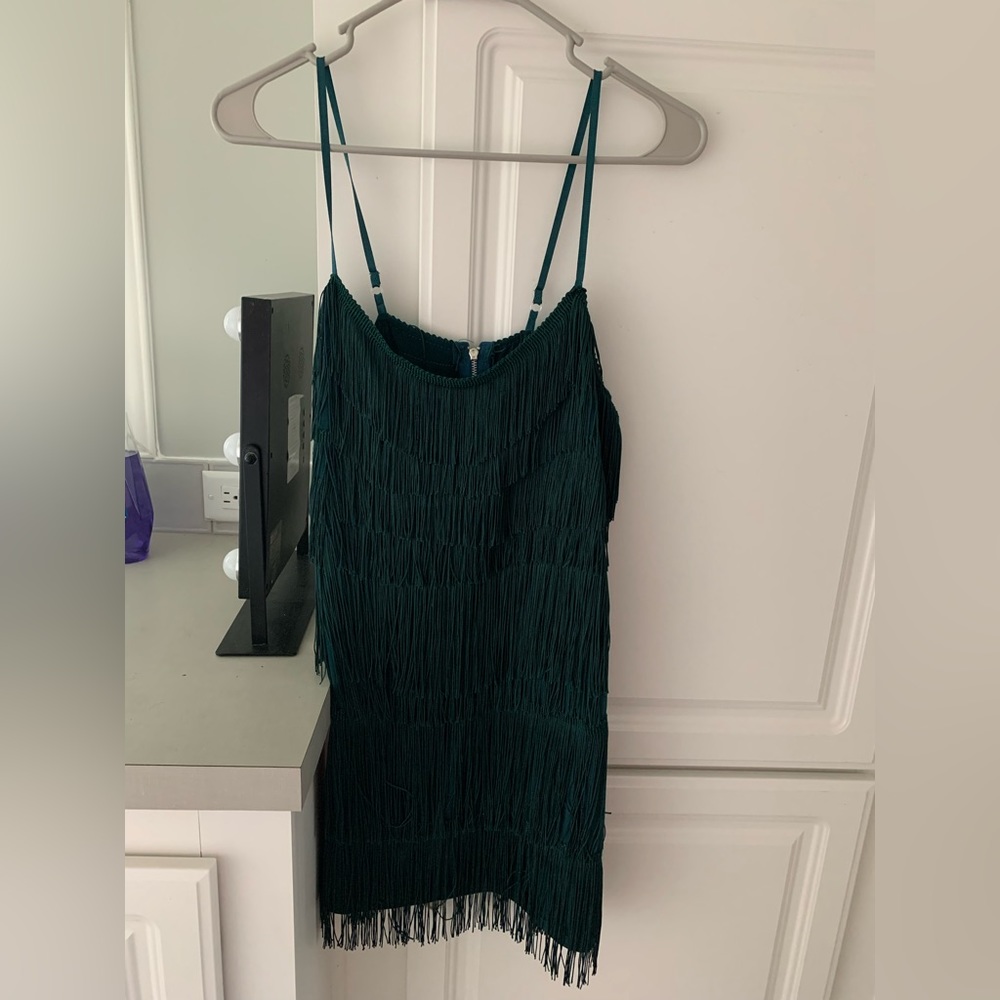 Green fringe dress, XL but fits like a M. Never worn.